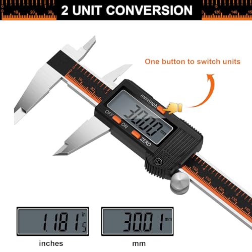 HARDELL Digital Caliper 6 Inch, Caliper Measuring Tool with Large LCD - size: 6 Inch