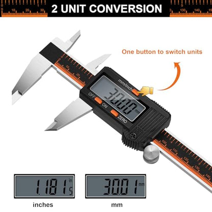 HARDELL Digital Caliper 6 Inch, Caliper Measuring Tool with Large LCD - size: 6 Inch
