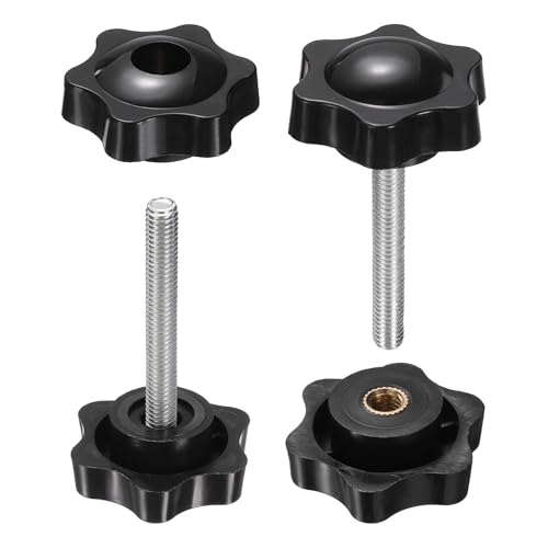 HARFINGTON Star Knobs M6 x 50mm Male + M6 Female Thread 38mm Head 2 Set - size: M6 x 50mm + M6 x 38mm