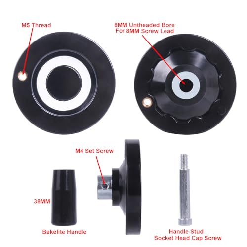 Solid Dished Hand Wheel | 80mm Wheel Diameter | 8mm Mounting Hole - size: Setscrew Style - 80MM OD x 8MM HOLE
