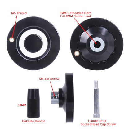Solid Dished Hand Wheel | 80mm Wheel Diameter | 8mm Mounting Hole - size: Setscrew Style - 80MM OD x 8MM HOLE