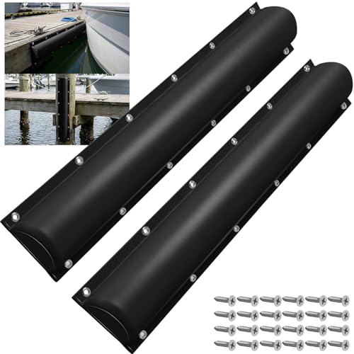 Dock Bumper,Semicircle Dock Bumper Guard with Stainless Steel Screws,Boat Dock Bumper,Dock Bumpers Marine for Docking Edges, Piling, Vertical Poles, Horizontal Decks or Piers(2Size,4Color) - color: Black, size: 58Inch-2Pack