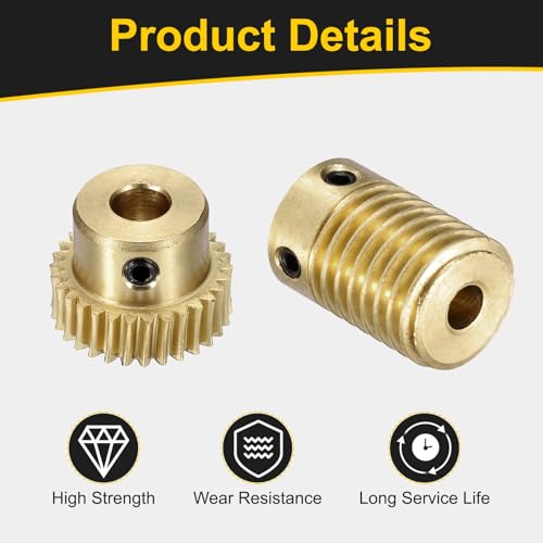 uxcell Worm Gear Set 30T 0.5 Module 1:30 Reduction Rate - size: Gear-5mm, Rod-4mm Bore, style: 0.5M-30T
