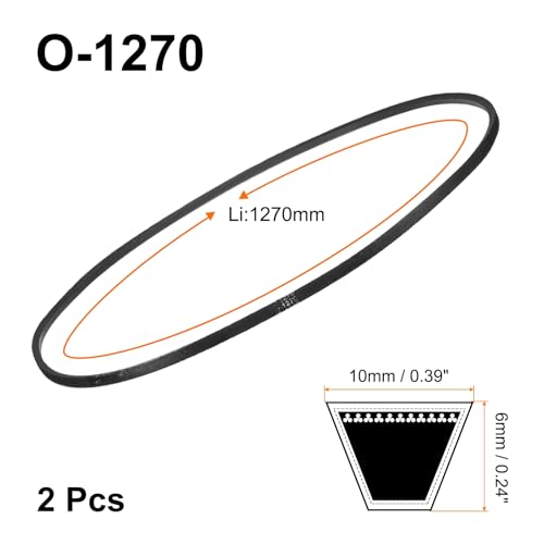 uxcell 2Pcs O-1270 O Type V-Belt 1270mm/50 Inner Length x 0.39" Width x 0.24" Height, O-Type Closed-Loop Rubber Transmission Belt - size: O-1270