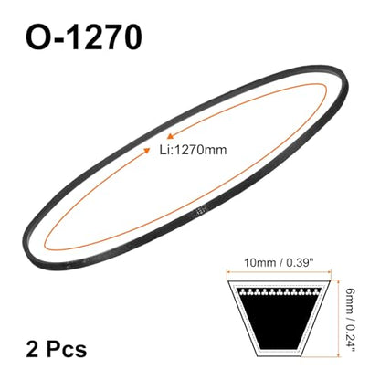 uxcell 2Pcs O-1270 O Type V-Belt 1270mm/50 Inner Length x 0.39" Width x 0.24" Height, O-Type Closed-Loop Rubber Transmission Belt - size: O-1270