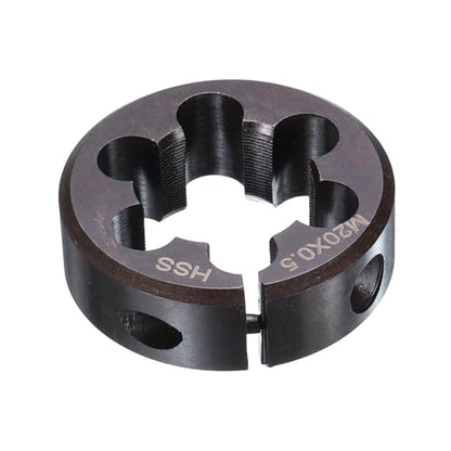 HARFINGTON Round Threading Die M20 x 0.5 Metric Thread 38mm OD Adjustable Right Hand High-Speed Steel (HSS) Round Die Screw Thread Cutting Die for Thread Repair - size: M20 x 0.5