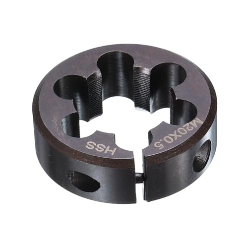 HARFINGTON Round Threading Die M20 x 0.5 Metric Thread 38mm OD Adjustable Right Hand High-Speed Steel (HSS) Round Die Screw Thread Cutting Die for Thread Repair - size: M20 x 0.5
