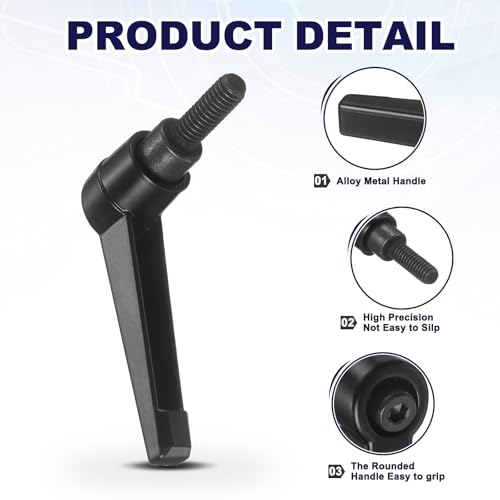 uxcell 4Pcs Adjustable Clamping Lever Handles, M6x16mm Zinc Alloy Male Thread Stud Knobs with Nuts Quick Release Bolt Rotating Screw Handles for Lathes Woodworking, Black - size: M6x16mm