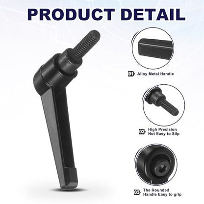 uxcell 4Pcs Adjustable Clamping Lever Handles, M6x16mm Zinc Alloy Male Thread Stud Knobs with Nuts Quick Release Bolt Rotating Screw Handles for Lathes Woodworking, Black - size: M6x16mm