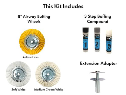 8in Airway Polishing Kit for Buffer, Angle Grinder Metal Buffing Compound