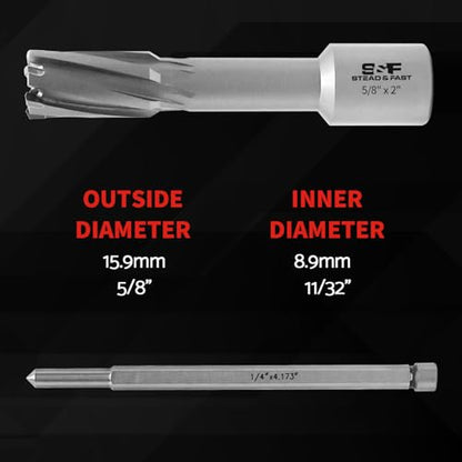 S&F STEAD & FAST Carbide Annular Cutter, Cutting Diameter 5/8”, DOC 2” - size: 5/8 x 2"