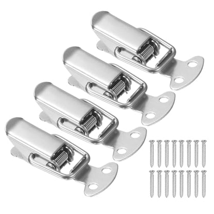 PATIKIL 4 Pcs Stainless Steel Spring Loaded Toggle Latch, 1.4" Tool Box Catch Hasp Clamp Lock with Mounting Screws for Cabinet Door Barn Wooden Case Chest - size: 1.4"