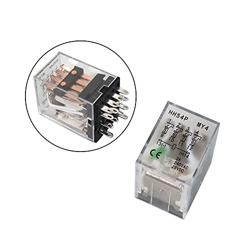ATO DC 24V Coil 14-Pin Electromagnetic Power Relay 4PDT 4NO 4NC HH54P MY4NJ with Plug-in Terminal Socket Base - size: 4NO 4NC