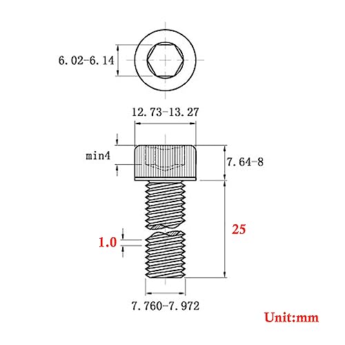 Junter 10pcs M8-1.0 x 25mm Fine Thread Metric Hex Socket Head Cap Screws - size: M8-1.0 x 25mm
