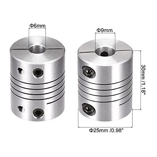 uxcell Motor Shaft 6mm to 9mm Helical Beam Coupler Coupling 25mm Dia 30mm Length - size: 6mm to 9mm