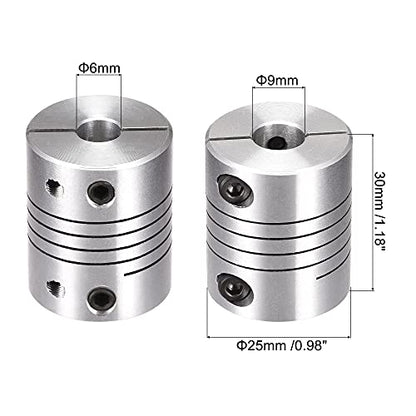 uxcell Motor Shaft 6mm to 9mm Helical Beam Coupler Coupling 25mm Dia 30mm Length - size: 6mm to 9mm