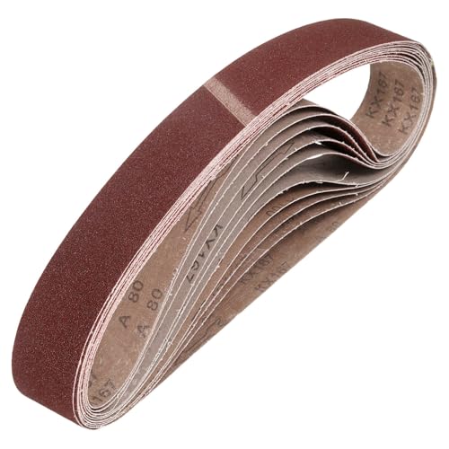 HARFINGTON 1 x 42 Inch Sanding Belts, 10 Pcs 80 Grits Aluminum Oxide Abrasive Belt Sander File Belt for Woodworking, Metal Polishing, Knife Sharpener - size: 1 x 42 Inch(80 Grit)