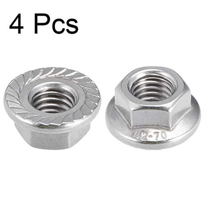 uxcell M10 Serrated Flange Hex Lock Nuts, 304 Stainless Steel, 4 Pcs