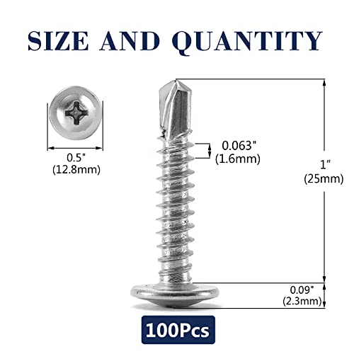 #10 x 1 Sheet Metal Screws 100PCS 410 Stainless Steel Truss Head Fast Self Tapping Screws by SG TZH - color: Silver, size: #10 x 1"