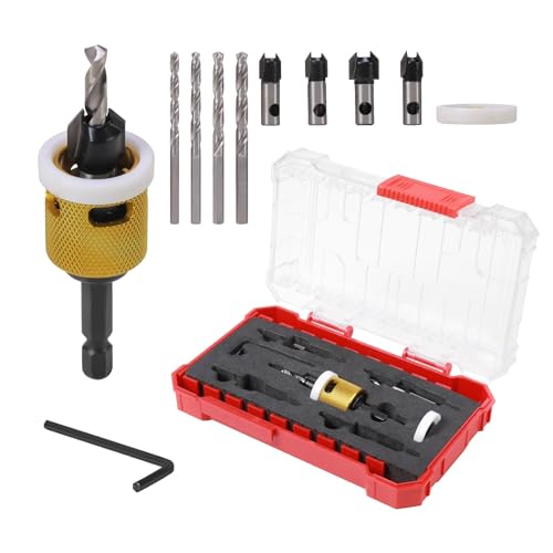 Carbide Tipped Countersink Drill Bit Set with Depth Stop, Hex Shank - size: Assorted Sizes (Set of 5 Pieces)
