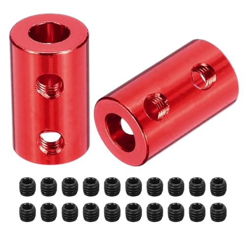 MECCANIXITY Rigid Screw Coupling 6mm to 6mm Shaft Coupler Connector L20mm x D12mm Aluminum Alloy Joint Connector Set for 3D Printers DIY Encoder with 20 Screws, Red, 5Pack - color: Red, size: 6mm to 6mm