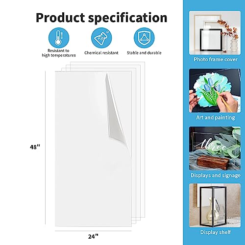 Art3d Plexiglass Sheets, Clear & Flexible, 5-Pack of 24 x 48" - color: Clear, size: 24" x 48", 1mm Thick