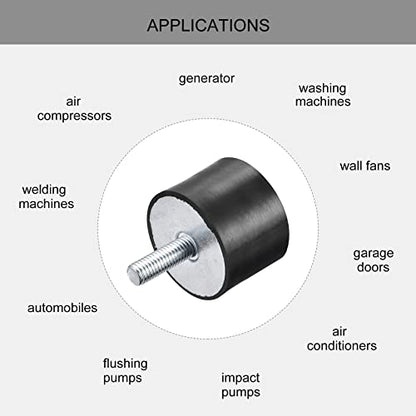 uxcell Rubber Mounts 8pcs M8 Male/Female Vibration Isolator Shock Absorber, for Garage Motor Air Compressor Car Boat Bobbins, D40mmxH30mm - size: M8x40mmx30mm