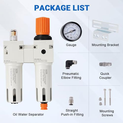 1/4" NPT Tire Changer Oil Water Separator, Air Filter Pressure Regulator