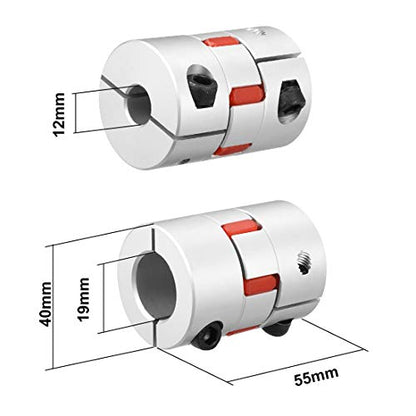 uxcell Shaft Coupling 12mm to 19mm Bore L55xD40 Flexible Coupler Joint for Servo Stepped Motor Through Hole - size: 12 to 19mm L55xD40