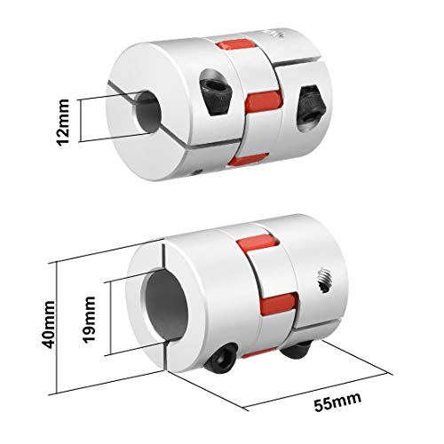 uxcell Shaft Coupling 12mm to 19mm Bore L55xD40 Flexible Coupler Joint for Servo Stepped Motor Through Hole - size: 12 to 19mm L55xD40
