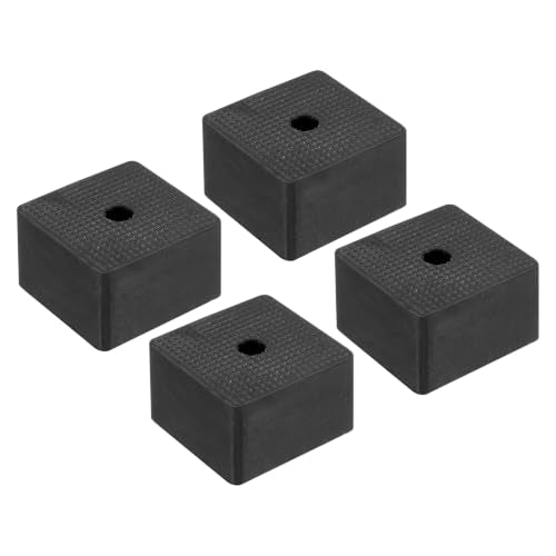 PATIKIL Rubber Anti-Vibration Pads, 4 Pcs Square Vibration Isolation Mats with Hole 1.97" x 1.97" x 1.2" for HVAC Air Conditioner Air Compressor Dryer, Black