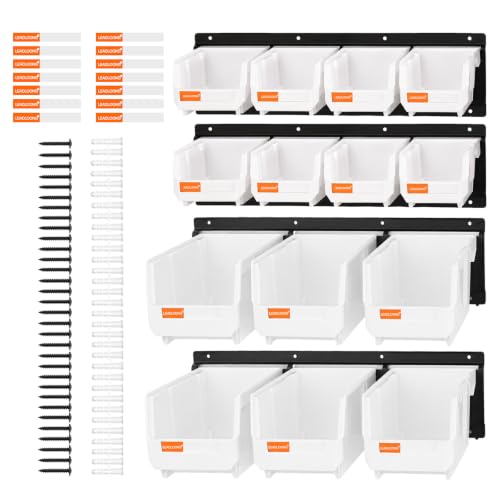 14pc Wall-Mounted Storage Organizer Mixed V1 V2 Combo White - color: White, size: V1-8Bins&V2-6Bins&4Rails