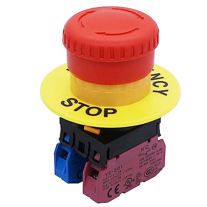 TWTADE/Red Mushroom Cap 1NO 1NC DPST Emergency Stop Push Button Switch AC 660V 10A YW1B-V4E11R - color: Red/YW1B-V4E11R, size: 1NO 1NC