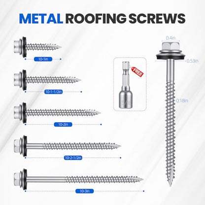 Kryonix Metal Roofing Screws #10 x 1-1/2", 330pcs, Ruspert Coating Screws - size: #10×1-1/2”