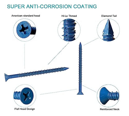 3/16 x 2-3/4" Flat Head Concrete Screw Anchor, for Anchoring to Masonry, Block or Brick (100Pcs) - size: 3/16 x 2-3/4", style: Flat Head