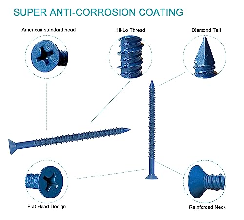 3/16 x 2-3/4" Flat Head Concrete Screw Anchor, for Anchoring to Masonry, Block or Brick (100Pcs) - size: 3/16 x 2-3/4", style: Flat Head