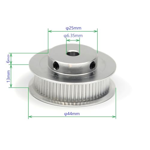 2PCs Aluminum 2GT Timing Pulley 60 Teeth Bore 6.35mm for 3D Printer CNC Machine 10mm Width 2GT Timing Belt - size: 60 teeth, style: 6.35mm bore, for 10mm belt