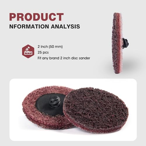 25 PCS Sanding Discs 2 Inch Quick Change Disc with 1/4" Shank Holder Snap-On Grinding Disc for Die Grinder Sanding Disc Medium Surface Conditioning Discs for Burr Finish Rust Paint Removal - style: 25PCS Medium