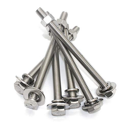 (5 Sets) 5/16-18x4 Stainless Steel Hex Head Screws Bolts, Hex Machine Nuts, Fender Flat Washer& Split Lock Washers, 18-8 (304) S/S, Fully Threaded by Bolt Fullerkreg - size: (5 Sets) 5/16x4"