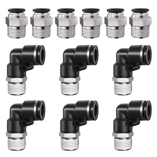 1/2 Push to Connect Fittings npt Thread to 3/8 Air Line quick - size: 3/8"OD x 1/2"NPT