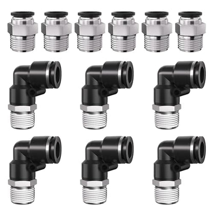 1/2 Push to Connect Fittings npt Thread to 3/8 Air Line quick - size: 3/8"OD x 1/2"NPT