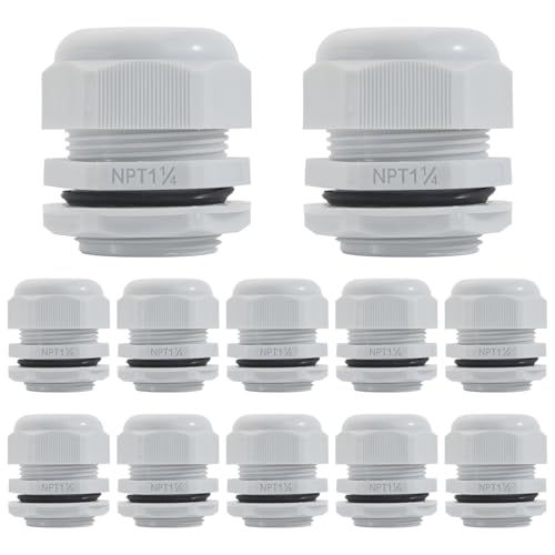 PENGLIN 12PCS 1-1/4" Waterproof Strain Relief Nylon Cord Grip Cable Glands - color: Grey, size: 1-1/4 Inch (12-Pack)