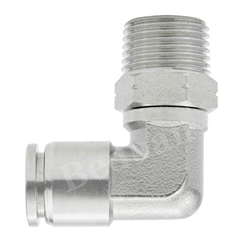 Beduan Push to Connect Fitting Elbow, 1/4" Tube OD x 1/8" NPT Male 90 Degree Elbow Adapter 304 Stainless Steel Air Union Fitting - size: 1/4"Tube OD-1/8"NPT, style: 1Pc