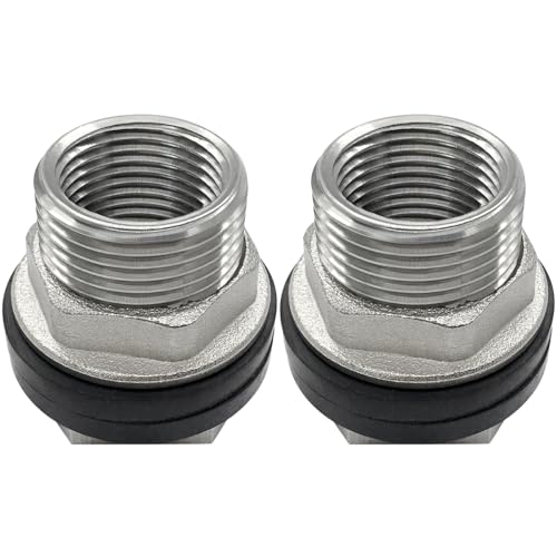 Beduan 3/4 NPS Male to 1/2 NPT Female Bulkhead Water Tank Connector Stainless Steel Thru-bulk Fitting (Pack of 2) - size: 1/2 NPT to 3/4 NPS