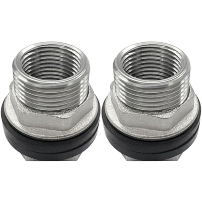 Beduan 1 NPS Male to 3/4 NPT Female Stainless Steel Bulkhead Water Tank Connector Thru-bulk Fitting for Water Tank Barrel(Pack of 2) - size: 3/4 NPT to 1 NPS