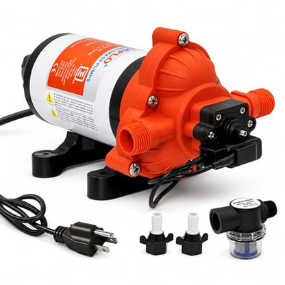 SEAFLO 33 Series 110V/115V AC Fresh Water Pump, 3.3 GPM 45 PSI Self-Priming Pressure Pump with Smart Pressure Switch, Automatic Demand Pump for RV, Caravan Marine Boat Industrial Use, 4-Year Warranty - style: 3.3 GPM | 115V