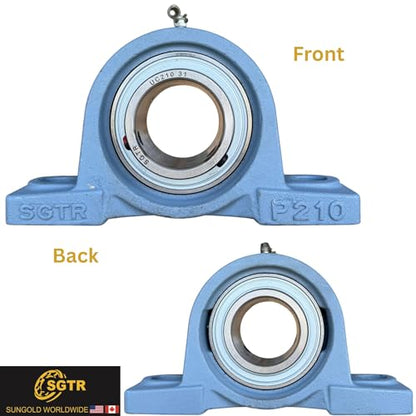 (2 Pack) Heavy Duty UCP210-31 Pillow Block Bearing, 1-15/16 inch Bore, Self-Aligning, Industrial Grade, AISI 52100 Chrome Steel Bearing Units, Solid Cast Iron Unit - size: UCP210-31