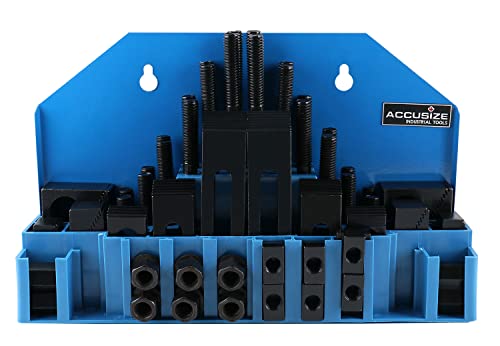 Accusize Industrial Tools Deluxe Steel Clamping Kit, 5/8" Table Slot