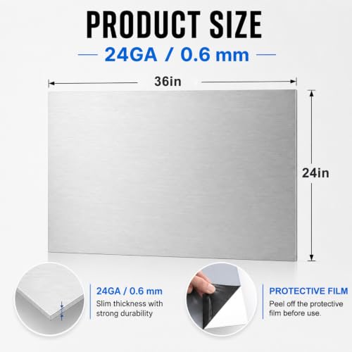 36 x 24 in 430 Stainless Steel Sheet Metal 24GA #4 Brushed Finish - size: 36*24in
