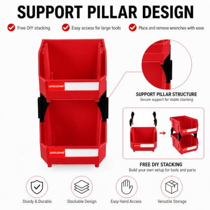 6 Pack Stackable Plastic Parts Bins, 5x4x3 in, Red - color: Red-6 Pack, size: 5"x4"x3"